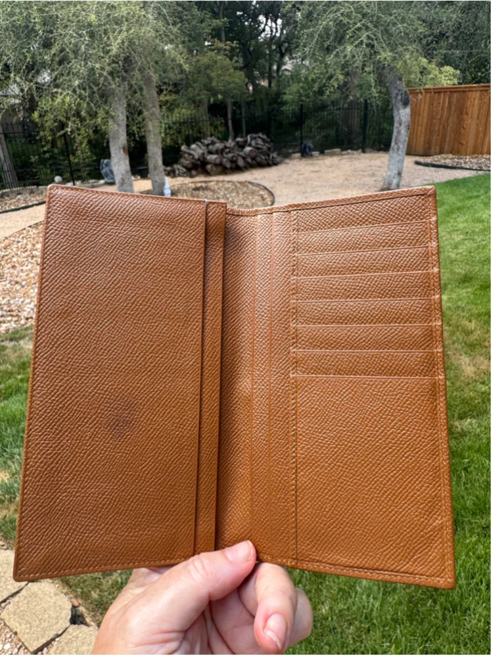 Bvlgari Tan Embossed leather Long Wallet